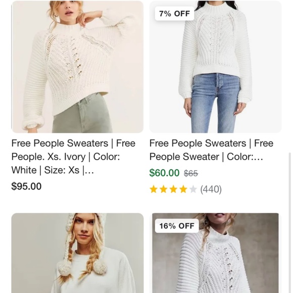 Free people ivory sweetheart mock neck sweater Sz XS - Picture 6 of 6